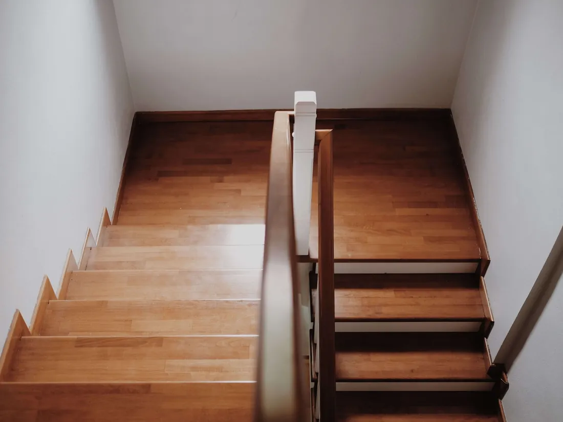 Timber staircase and floors in a renovated home